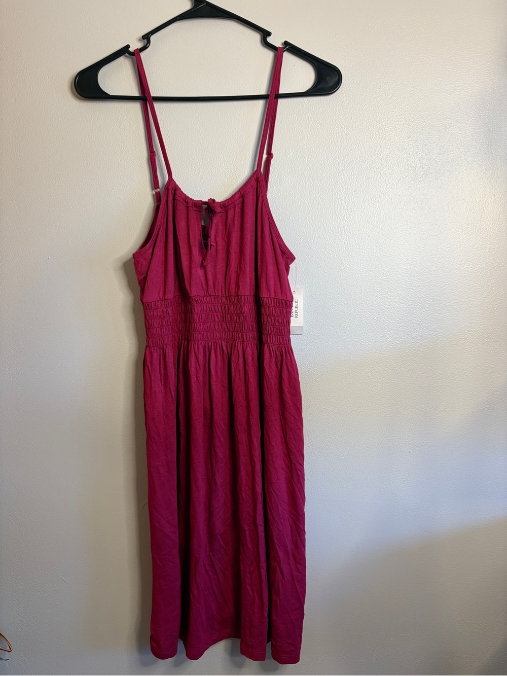 Banana Republic Fuchsia Midi Dress with Smocked Waist
